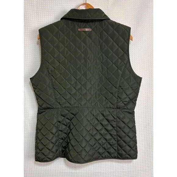 Ralph Lauren Womens Quilted Vest Green Full Zip Pony Logo Size L Preppy j - Picture 3 of 8